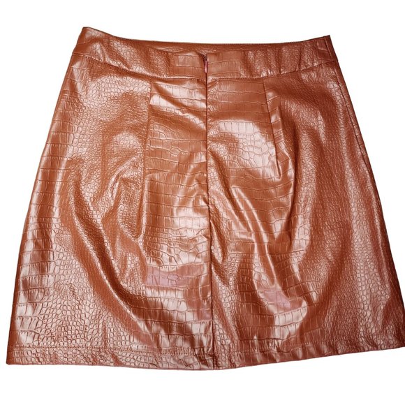 NWOT Womens Leather Short Skirt Split Hem Size Small Brown - Picture 5 of 10